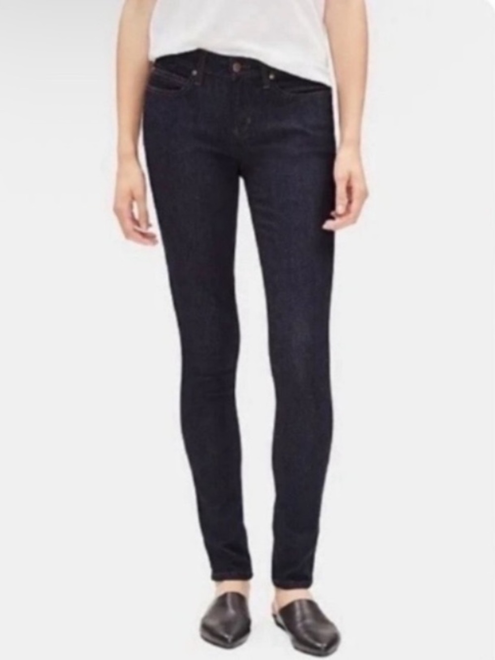Eileen Fisher Dark Blue Wash Skinny Jeans Classic Minimalist Casual Size 10